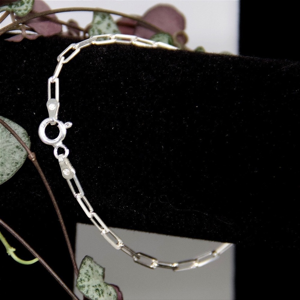 Sterling Silver Paperclip Chain Bracelet 925 Minimalist Link 7 Inch 2.65mm - Picture 3 of 8